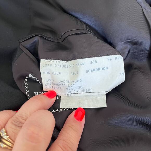 Hickey Freeman Collection Boardroom Wool Cashmere Mens Blazer Size 46R Black - Picture 10 of 11